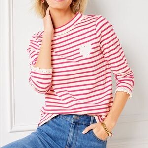 Talbots Eyelet Trim Mock Neck Top